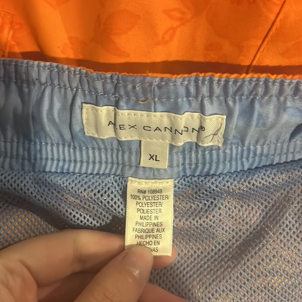 Alex Cannon Men’s Orange Floral Swim Trunks Size XL